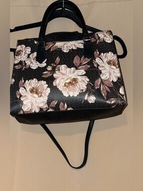 Guess Black Tote with Pink Floral Print